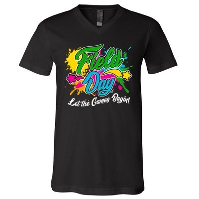 Fun Field Day Let The Games Begin! V-Neck T-Shirt