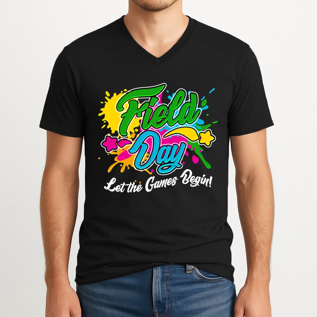 Fun Field Day Let The Games Begin! V-Neck T-Shirt