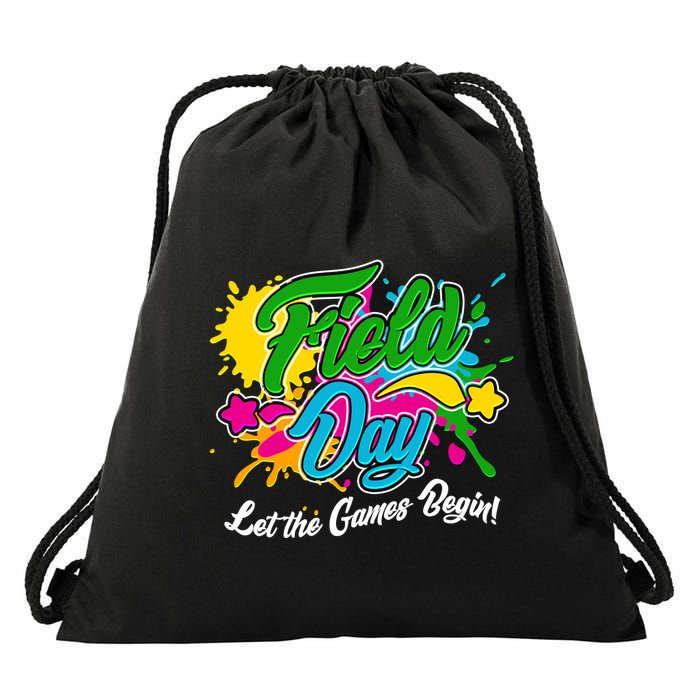 Fun Field Day Let The Games Begin! Drawstring Bag