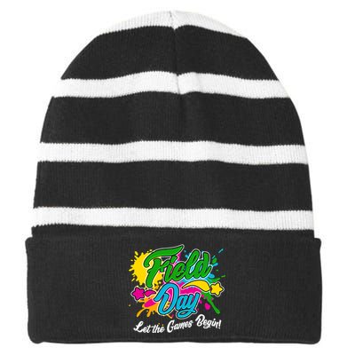 Fun Field Day Let The Games Begin! Striped Beanie with Solid Band