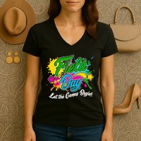 Fun Field Day Let The Games Begin! Women's V-Neck T-Shirt