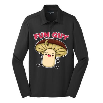 Fun Guy Fungi Mushroom Silk Touch Performance Long Sleeve Polo