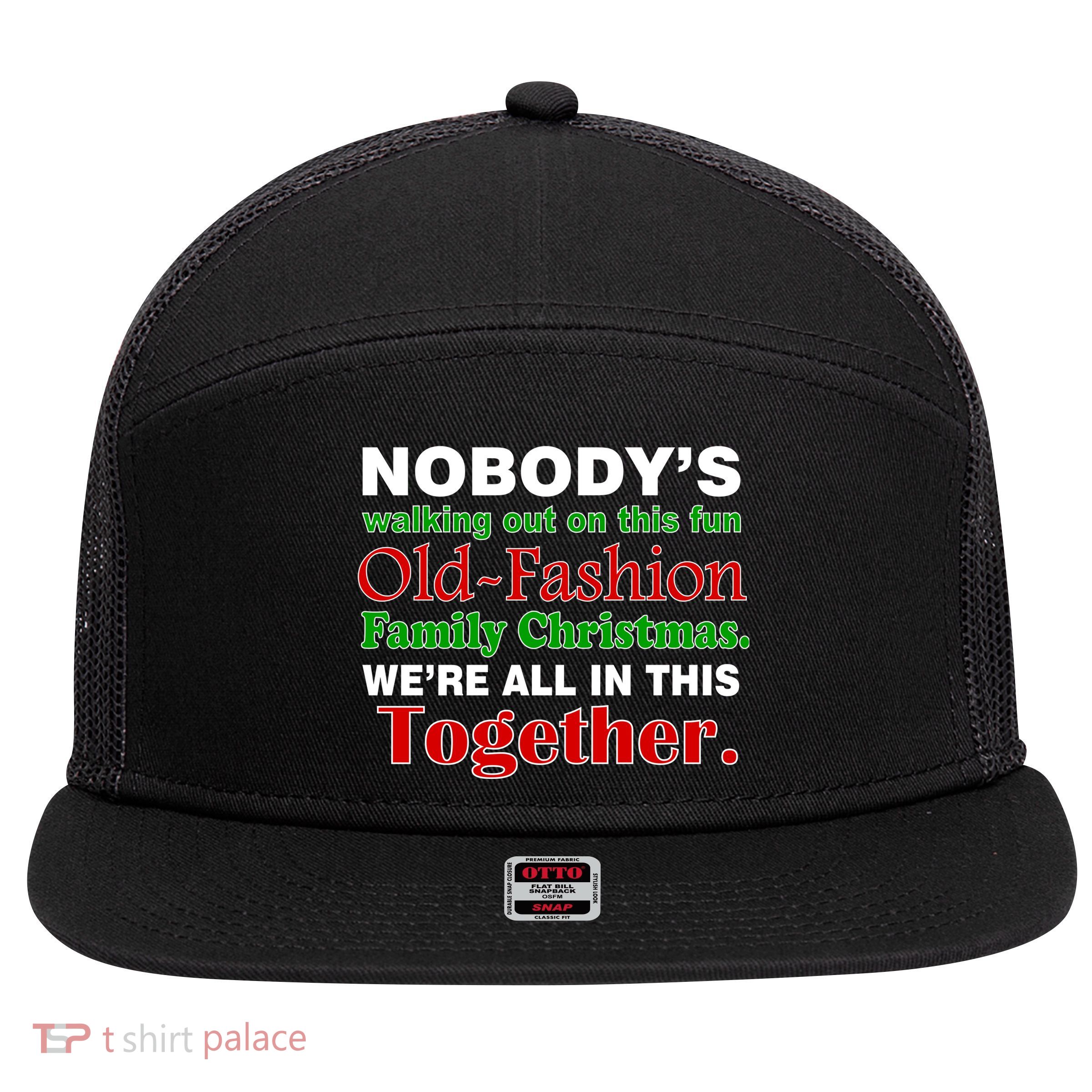 Fun Old Fashion Family Christmas 7 Panel Mesh Trucker Snapback Hat