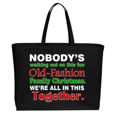 Fun Old Fashion Family Christmas Cotton Canvas Jumbo Tote