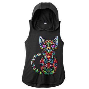 Fun Trippy Cat Ladies PosiCharge Tri-Blend Wicking Draft Hoodie Tank