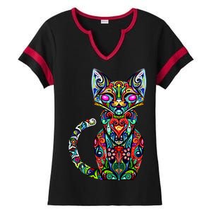 Fun Trippy Cat Ladies Halftime Notch Neck Tee