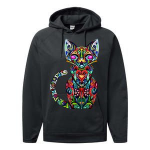 Fun Trippy Cat Performance Fleece Hoodie