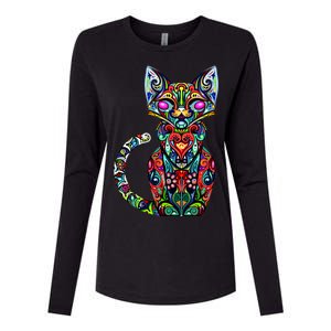 Fun Trippy Cat Womens Cotton Relaxed Long Sleeve T-Shirt