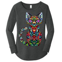 Fun Trippy Cat Women's Perfect Tri Tunic Long Sleeve Shirt