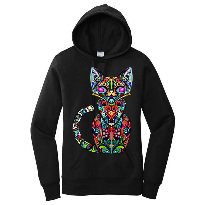 Fun Trippy Cat Women's Pullover Hoodie