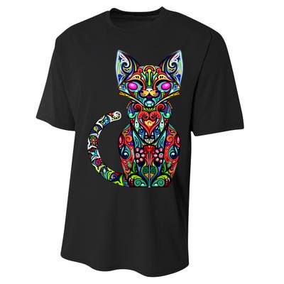 Fun Trippy Cat Performance Sprint T-Shirt