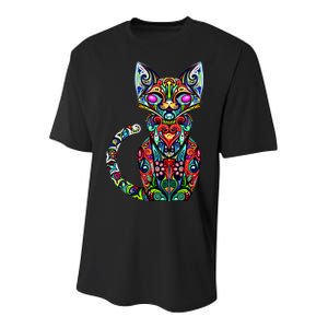 Fun Trippy Cat Youth Performance Sprint T-Shirt