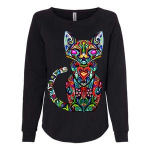 Fun Trippy Cat Womens California Wash Sweatshirt