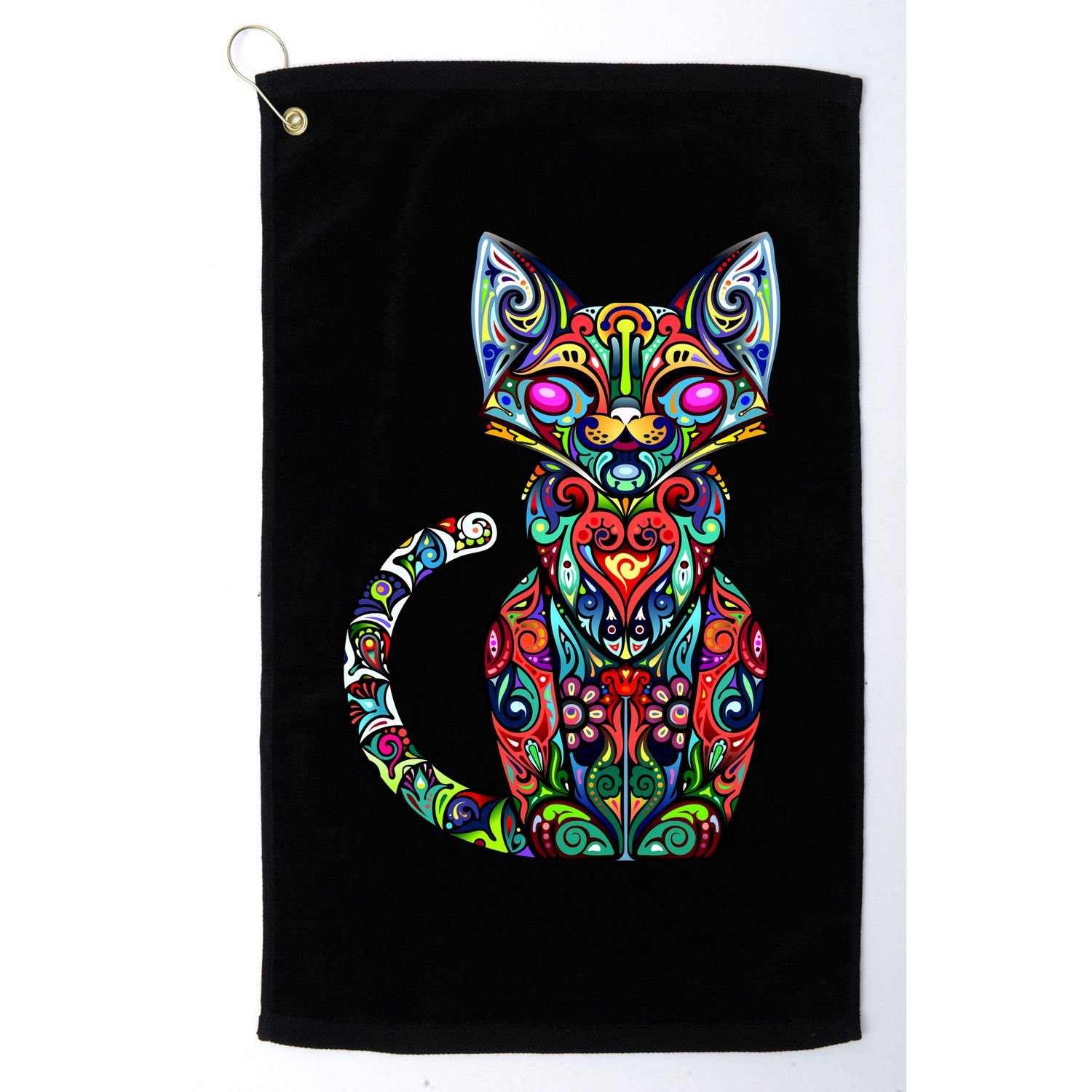 Fun Trippy Cat Golf Towel