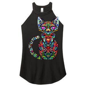 Fun Trippy Cat Women's Perfect Tri Rocker Tank