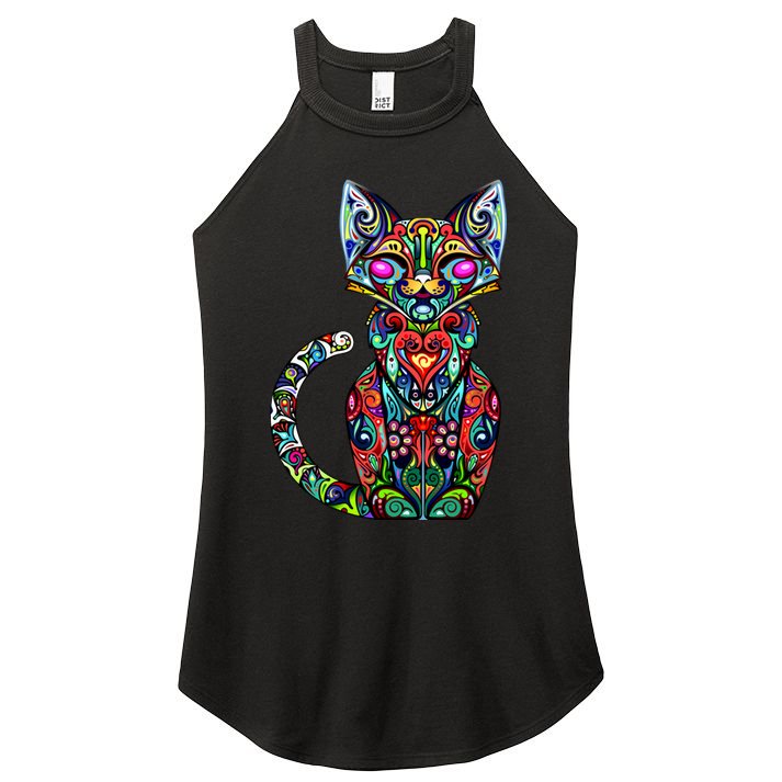 Fun Trippy Cat Women's Perfect Tri Rocker Tank