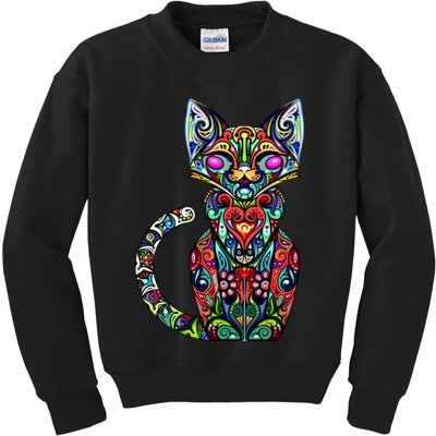 Fun Trippy Cat Kids Sweatshirt