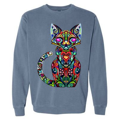 Fun Trippy Cat Garment-Dyed Sweatshirt