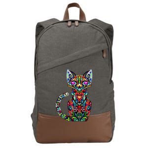 Fun Trippy Cat Cotton Canvas Backpack