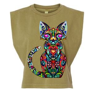 Fun Trippy Cat Garment-Dyed Women's Muscle Tee