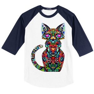 Fun Trippy Cat Baseball Sleeve Shirt