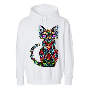 Fun Trippy Cat Garment-Dyed Fleece Hoodie