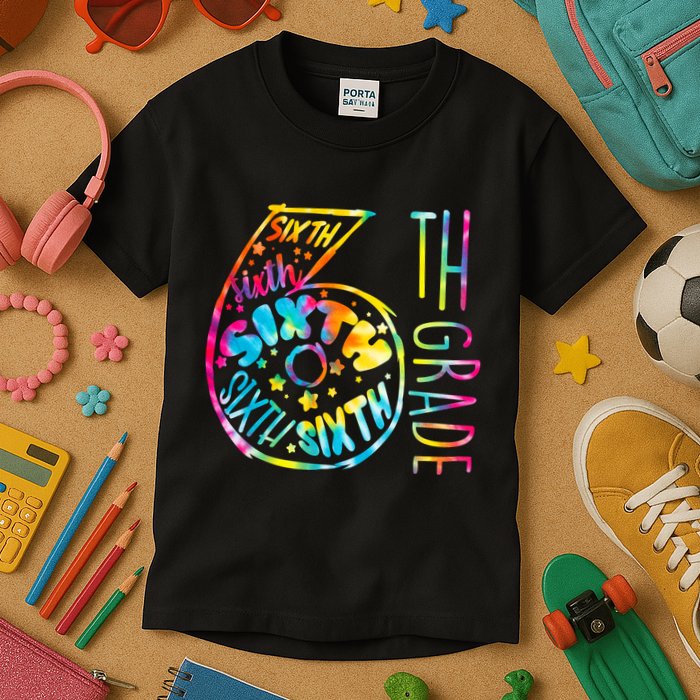 Fun Tye Dyed Sixth 6th Grade Kids T-Shirt