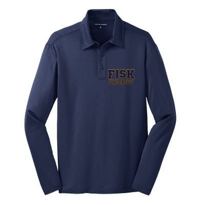 Fisk University Nvy01 Silk Touch Performance Long Sleeve Polo