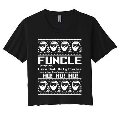 Funcle Like Dad Only Cooler Ugly Christmas Crop Top