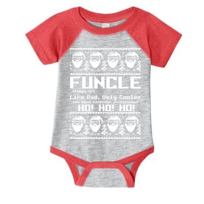 Funcle Like Dad Only Cooler Ugly Christmas Infant Baby Jersey Bodysuit