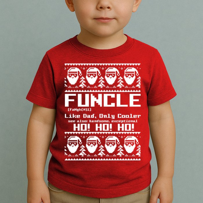 Funcle Like Dad Only Cooler Ugly Christmas Toddler T-Shirt
