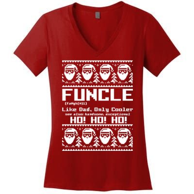 Funcle Like Dad Only Cooler Ugly Christmas Women's V-Neck T-Shirt