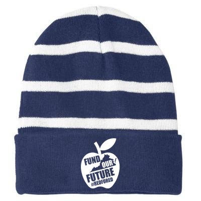 Fund Our Future Red for Ed Virginia Striped Beanie with Solid Band