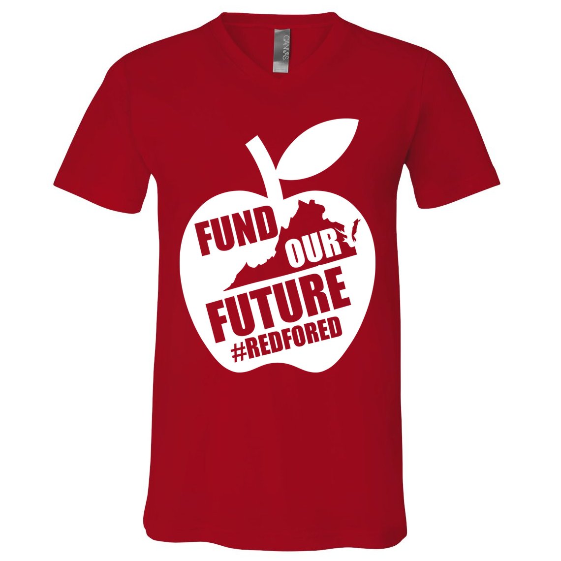 Fund Our Future Red for Ed Virginia V-Neck T-Shirt