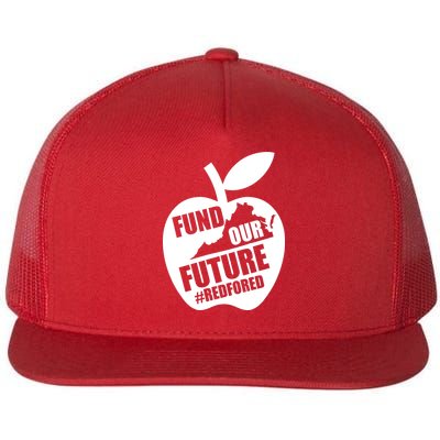 Fund Our Future Red for Ed Virginia Flat Bill Trucker Hat