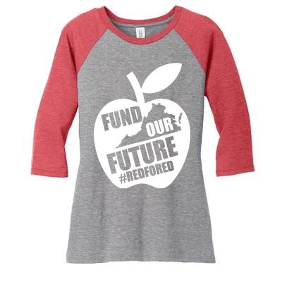 Fund Our Future Red for Ed Virginia Women's Tri-Blend 3/4-Sleeve Raglan Shirt