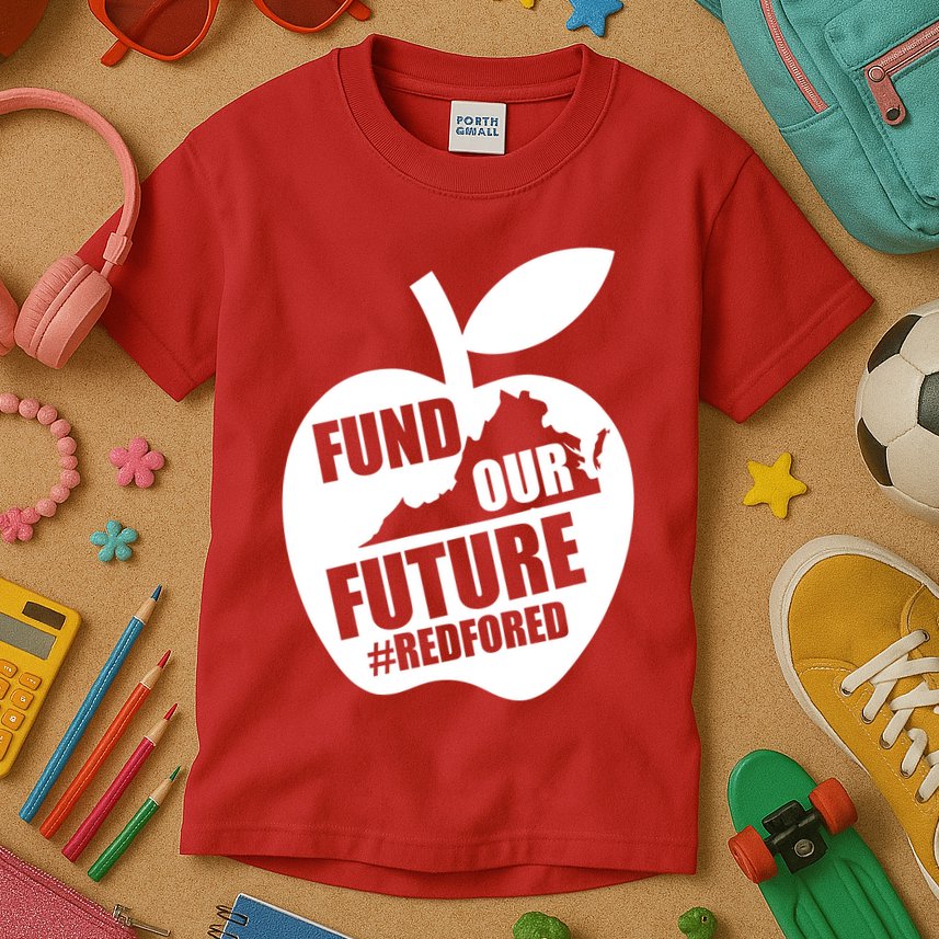 Fund Our Future Red for Ed Virginia Kids T-Shirt