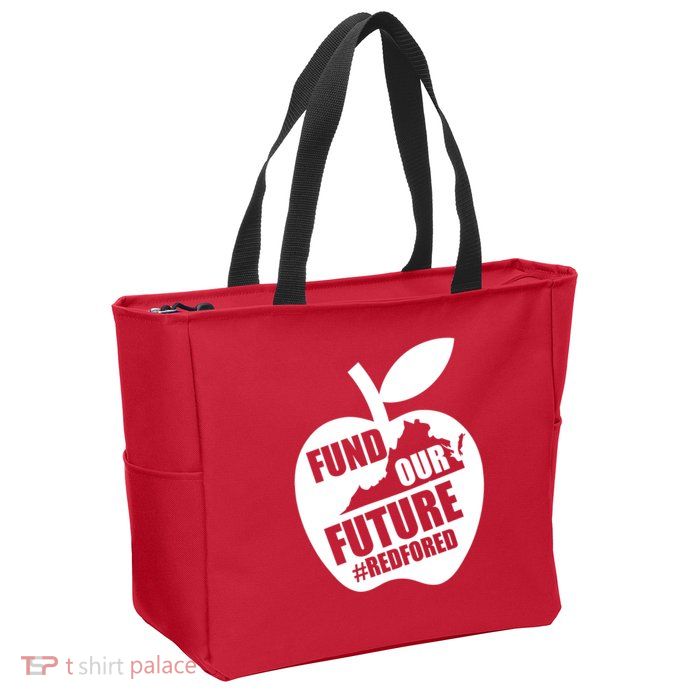 Fund Our Future Red for Ed Virginia Zip Tote Bag
