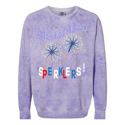 Funny 4th of July Ermagerd Sparklers Colorblast Crewneck Sweatshirt