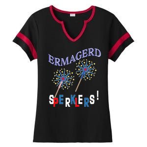 Funny 4th of July Ermagerd Sparklers Ladies Halftime Notch Neck Tee