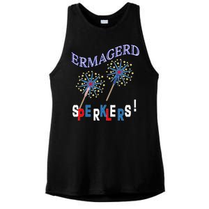 Funny 4th of July Ermagerd Sparklers Ladies PosiCharge Tri-Blend Wicking Tank