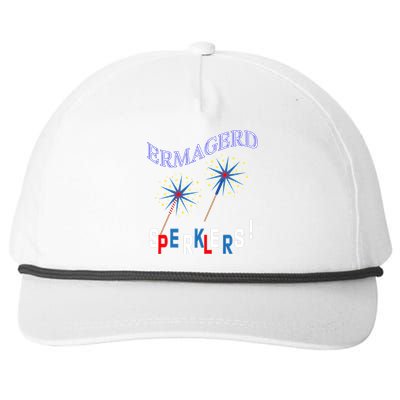 Funny 4th of July Ermagerd Sparklers Snapback Five-Panel Rope Hat