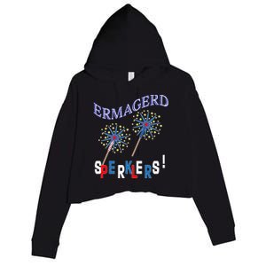 Funny 4th of July Ermagerd Sparklers Crop Fleece Hoodie