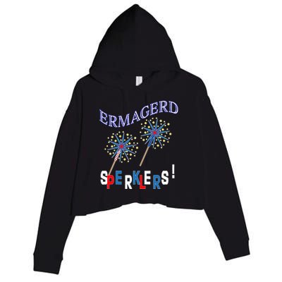 Funny 4th of July Ermagerd Sparklers Crop Fleece Hoodie