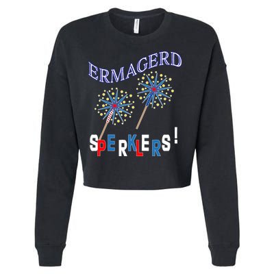 Funny 4th of July Ermagerd Sparklers Cropped Pullover Crew
