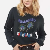 Funny 4th of July Ermagerd Sparklers Cropped Pullover Crew