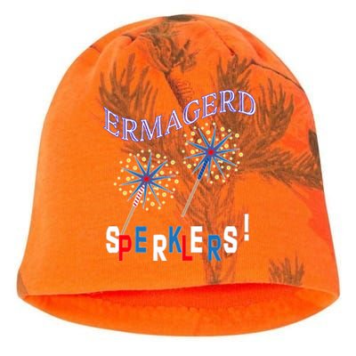 Funny 4th of July Ermagerd Sparklers Kati - Camo Knit Beanie