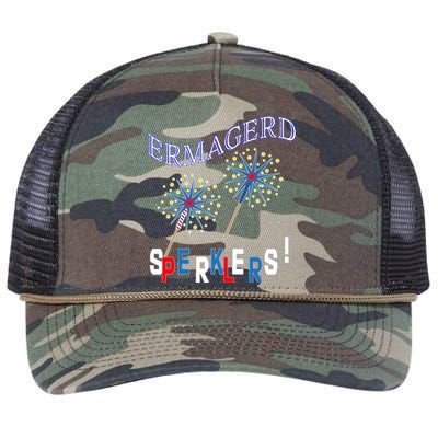 Funny 4th of July Ermagerd Sparklers Retro Rope Trucker Hat Cap