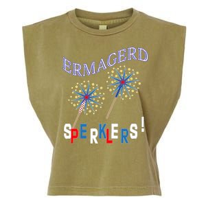 Funny 4th of July Ermagerd Sparklers Garment-Dyed Women's Muscle Tee