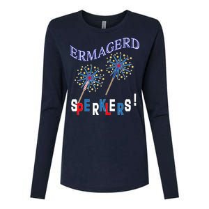 Funny 4th of July Ermagerd Sparklers Womens Cotton Relaxed Long Sleeve T-Shirt